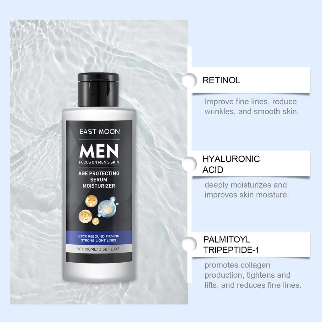 East Moon Men Face Firming Essence Lotion Anti Aging Reduce Fine Lines Wrinkles Hydrating Moisturizing Daily Skin Care 100ml