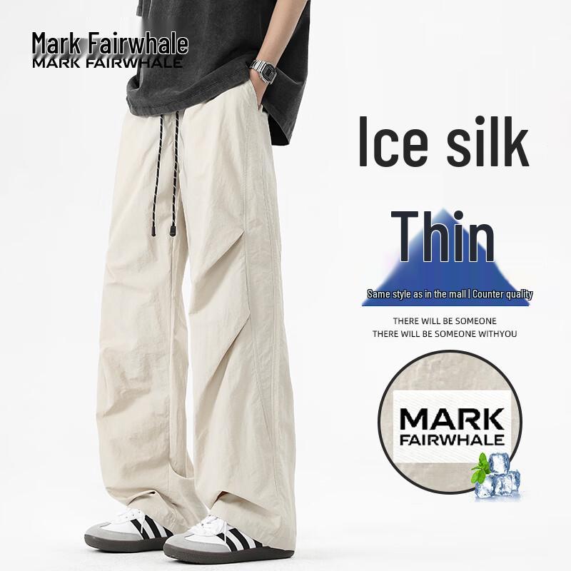 

MARK FAIRWHALE Men s Summer Ice Silk Straight Casual Pants L