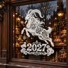 No Glue Holiday Window Art 2027 Goat Static Glass Sticker Removable PVC Clings for Russian New Electrostatic Adhesion Decor Year Decoration Reusable