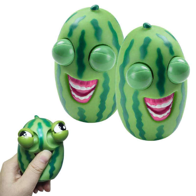 Fruit Squishy Toys Popping Out Eyes Watermelon Fun Squeeze Fidget Sensory Toys Watermelon Stress Ball Christmas Birthday Gifts