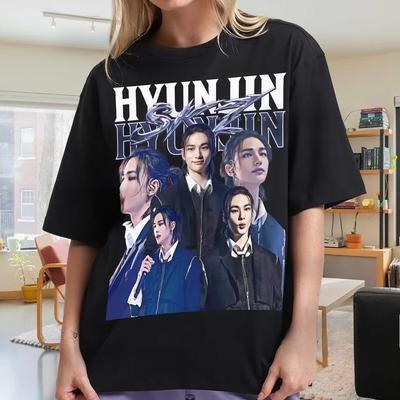 Vintage Hyunjin SKZ Graphic Shirt Hyunjin Y2K Graphic Shirt Vintage Hyunjin Kpop Shirt Gift for Her Kpop Tshirt Kpop Graphic Shi
