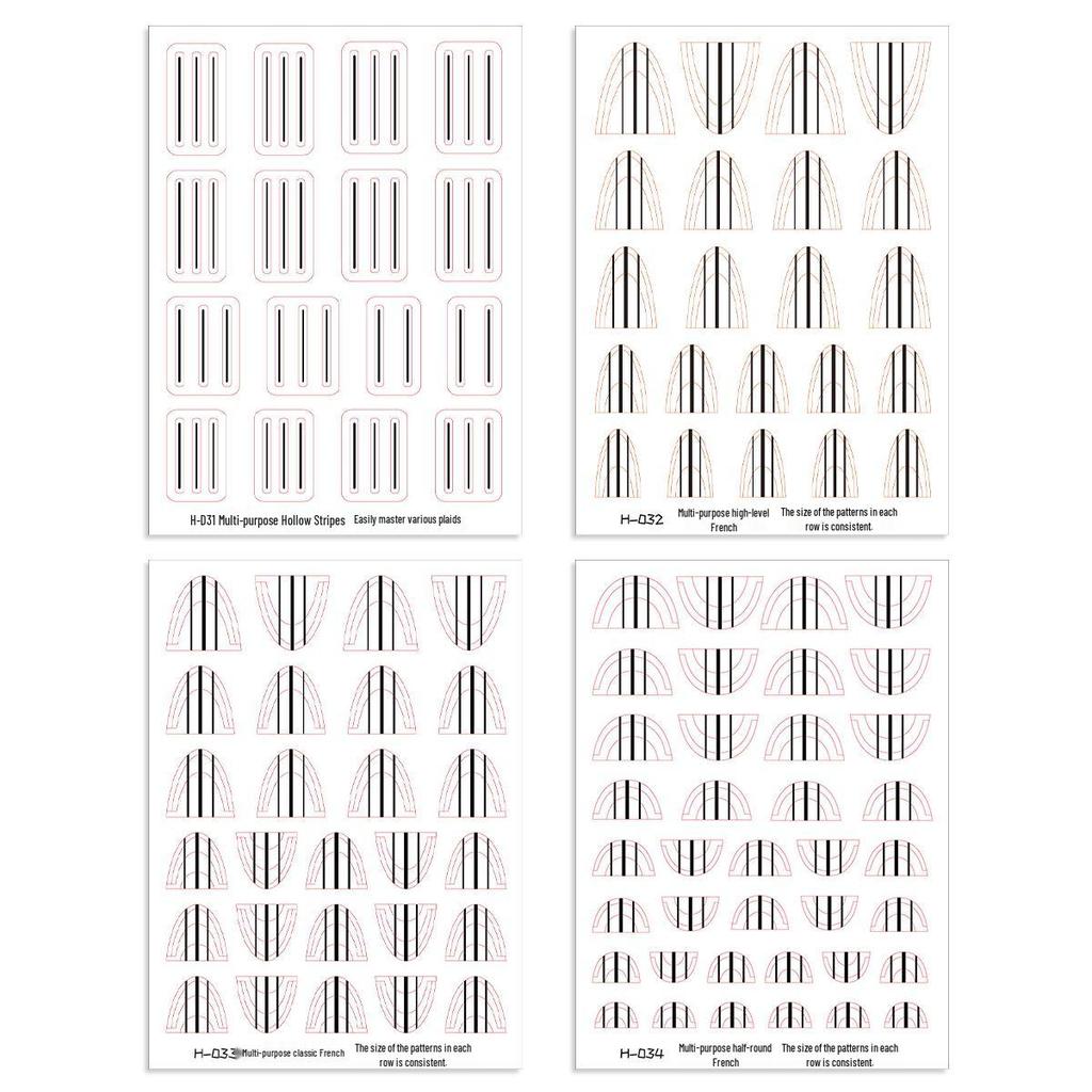 Transparent Multi-Purpose French Manicure Template Stickers with Art Lattice Pattern