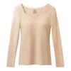 Women S Plus Size Long Sleeve Thermal Underwear With Built In Bra Pad V Neck Base Layer
