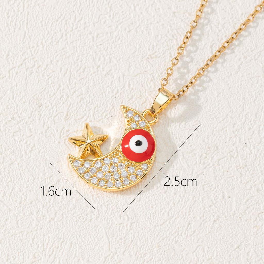 Bohemian Style Fashionable Oil Dripping Zircon Eye Pendant Necklace for Women New Clavicle Chain