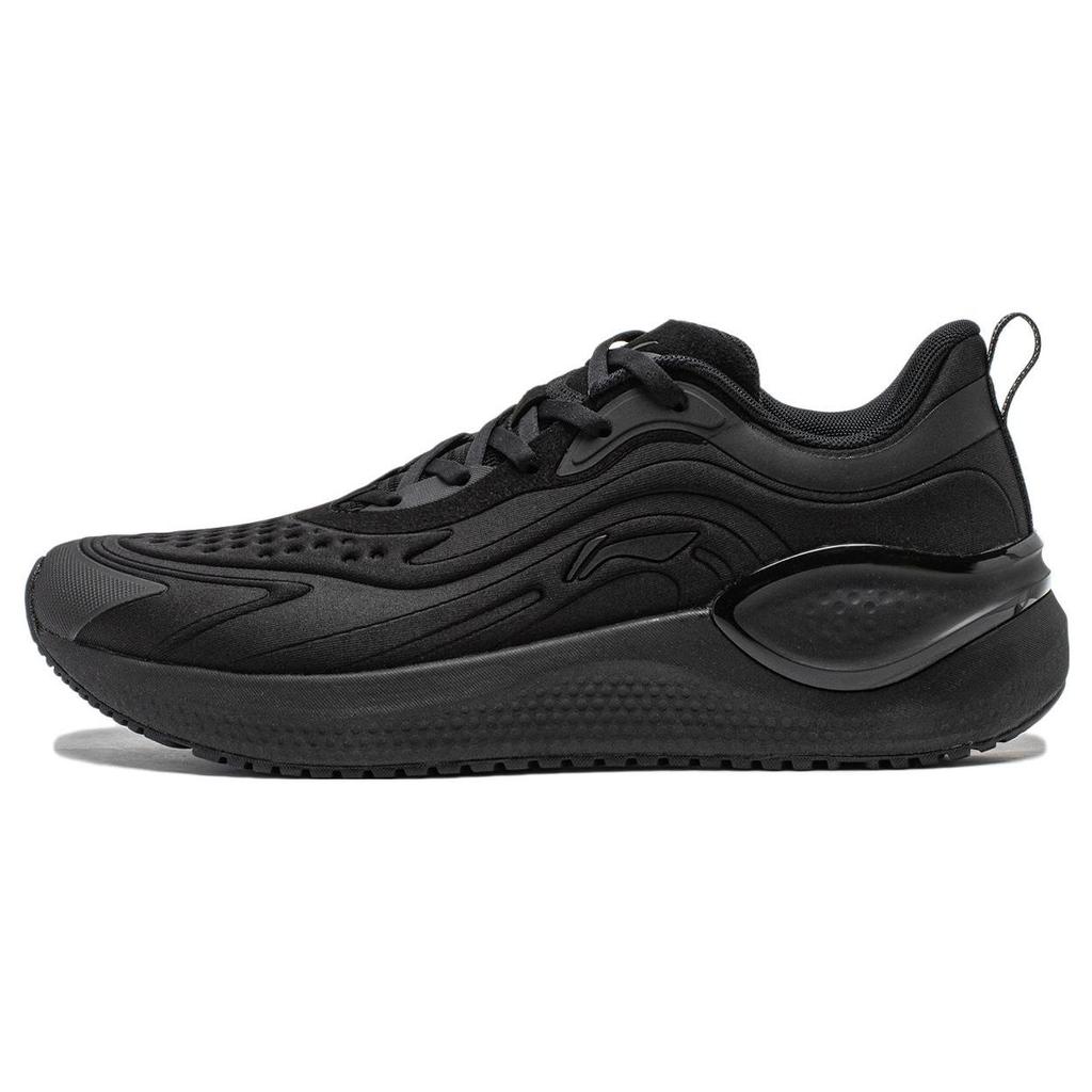 Li Ning Easy Fit Lightweight High Resilience Comfortable Shock Absorption Wear Resistant Breathable Low Top Running Shoes Men sneaker Black ARST041-1