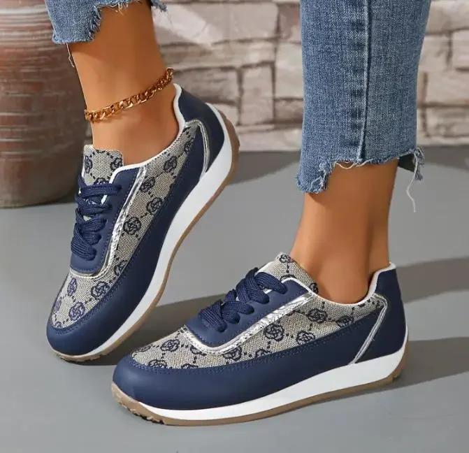 

Fashion Fashion Platform Sneakers Women Round Toe Lace Up Sports Shoes Contrast Color Woman 2025 Spring Comfortable Walking Shoe CANVAS 42