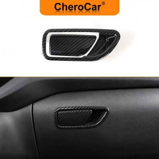 2xCarbon Fiber Co-pilot Storage Box Handle Cover Trim For +Ford Bronco Sport