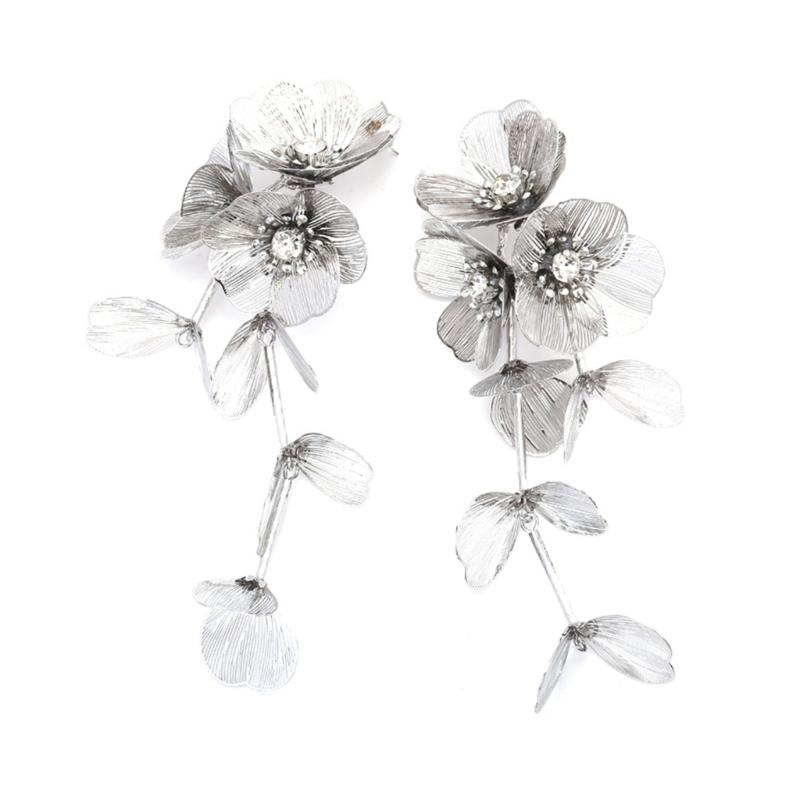 Fashion Metal Flower Earrings for Women Accessories Silver Gold Color Long Tassel Earring Party Jewelry Holiday Gifts