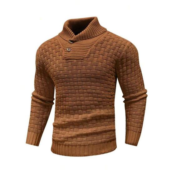 Pánský zimní svetr Ochrana krku Vysoký límec Dlouhé rukávy Pletený Silný elastický Slim Fit Jednobarevný Svetr pro každodenní nošení Školní sporty