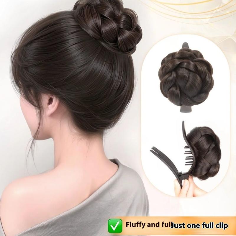 Synthetic Claw Clip Duckbill Clip In Messy Hair Bun Braid Meatball Head Ponytail Hairpieces For Women Party Styling Accessories