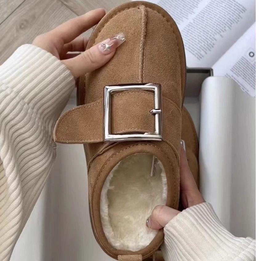 

Mao Mao bag head half slippers women s outer wear 2025 winter new plush thickened cotton shoes fur integrated snow boots 40