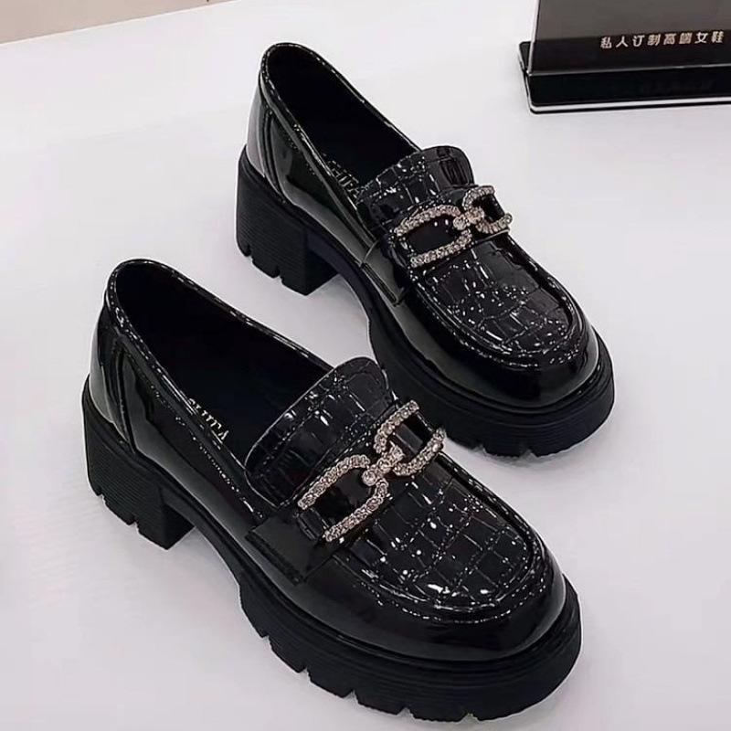 British style women's 2025 new spring and autumn popular square heels children's super fire black EVA fisherman shoes