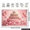 2D Pink Glitter Birthday Photography Background with Balloons & Gifts