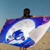 Blue Cartoon Anime Classic Character Hit Movie Sonic Microfiber Printed Beach Towel Mountain Climbing Yoga Beach Swimming