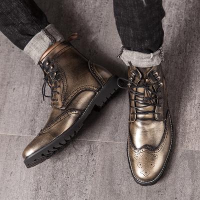 Autumn British Brock Martin Boots Medium Top Retro High Top Leather Shoes Pointed Boots Short Boots