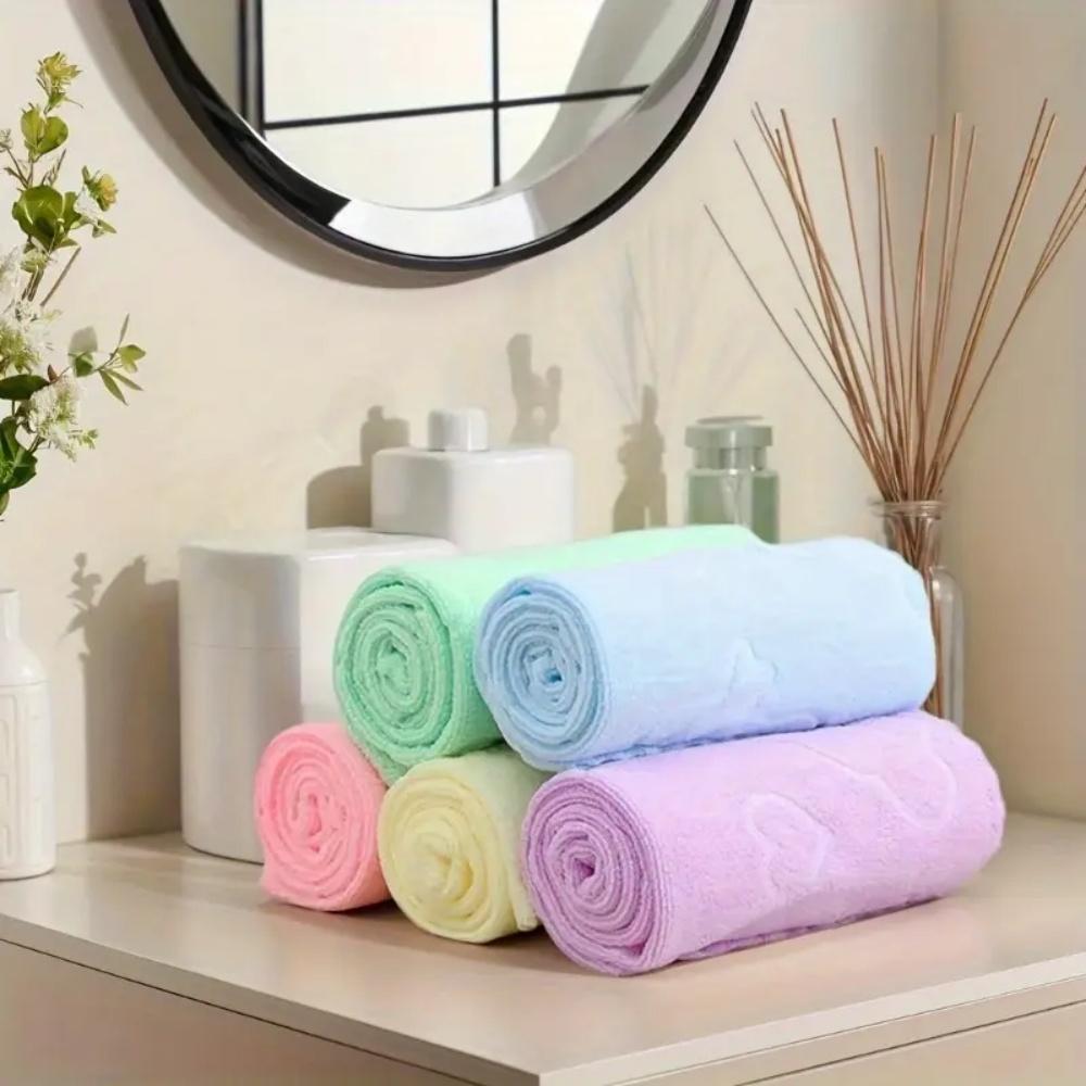 3pcs Adorable Cartoon Bear and Floral Embossed Towels Highly Absorbent Quick-Drying Towels Essential for Bathroom Home Decor