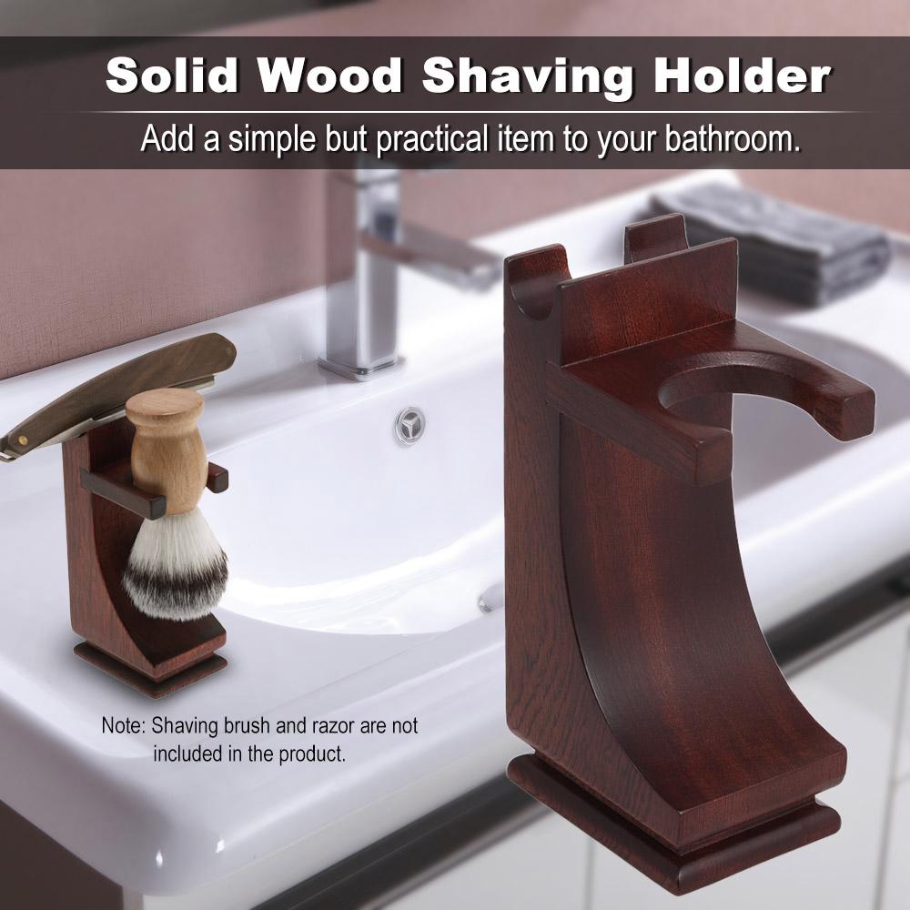 Shaving Holder Stand for Shaving Razor Brush Solid Wood Shaving Tool Organizer