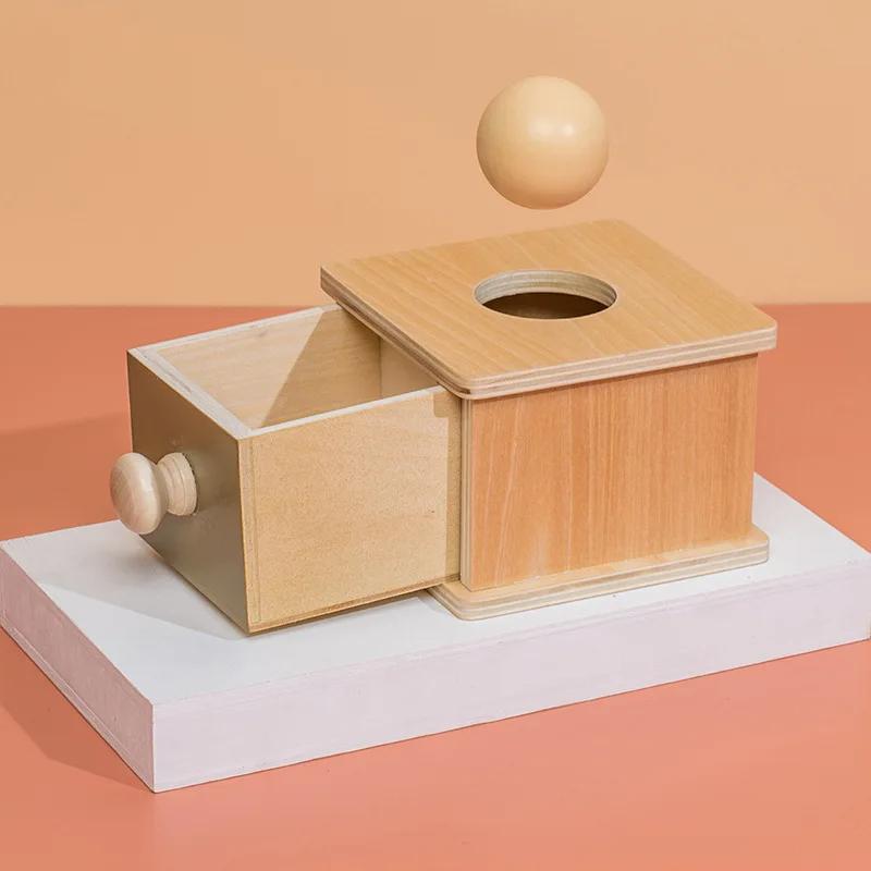 Kid Educational Toy Children Montessori Object Permanence Box Hammer Box Macaron Wooden Toys Coin Ball Sensory Matching Toys