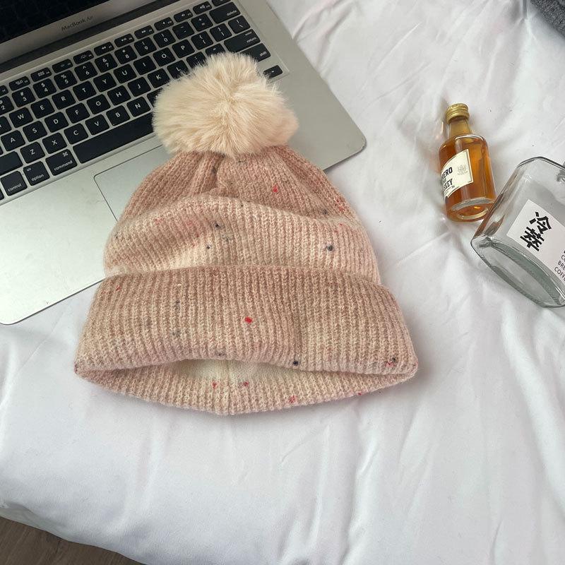 Rainbow gradual change thickened warm wool hat female cute winter star point wool knitted hat couple