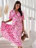 2024 Summer V-Neck Mid-Length Floral Swing Dress for Women