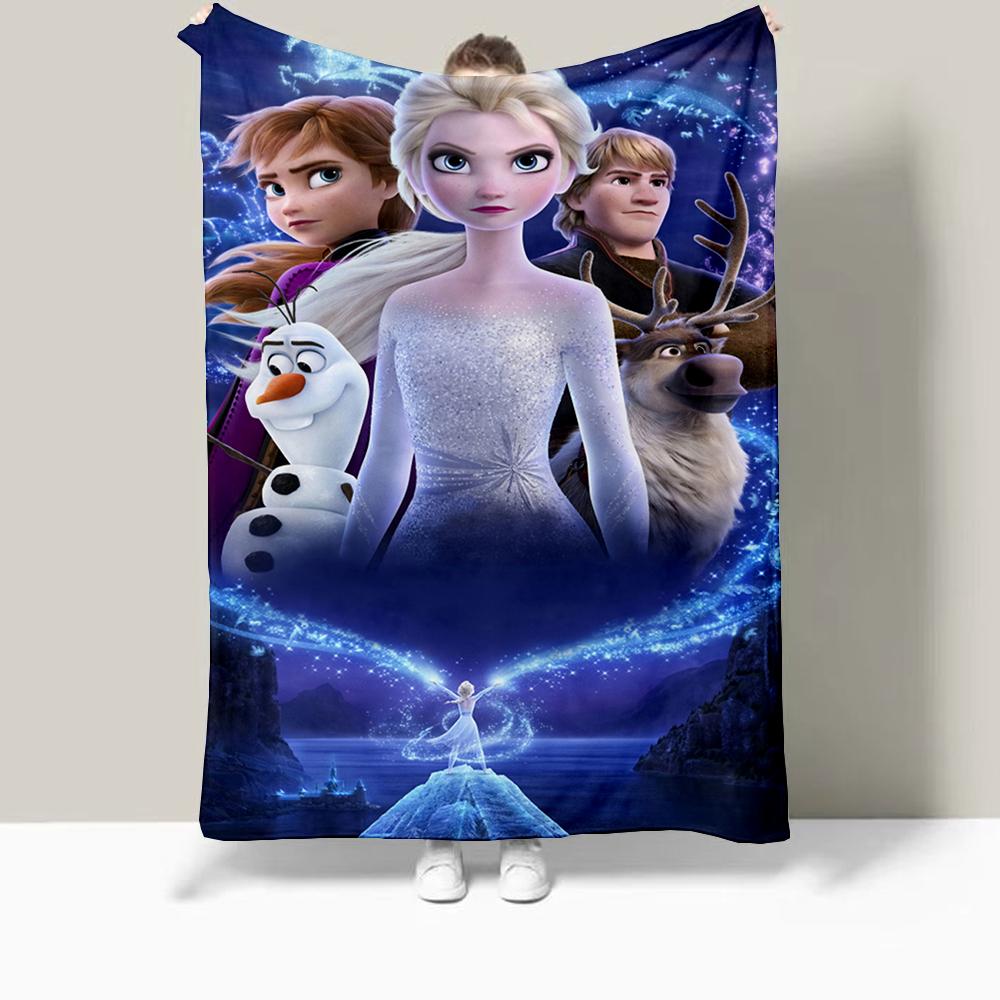 Frozen Elsa Cartoon Printed Blanket Oversized Bedding Sofa Soft Travel Warm Flannel Bedroom Blanket Children Girls Gift