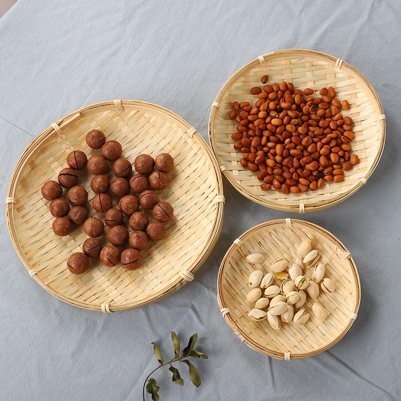 Small Handmade Bamboo Weaving Round Basket for Snacks, Pastries, or Candy