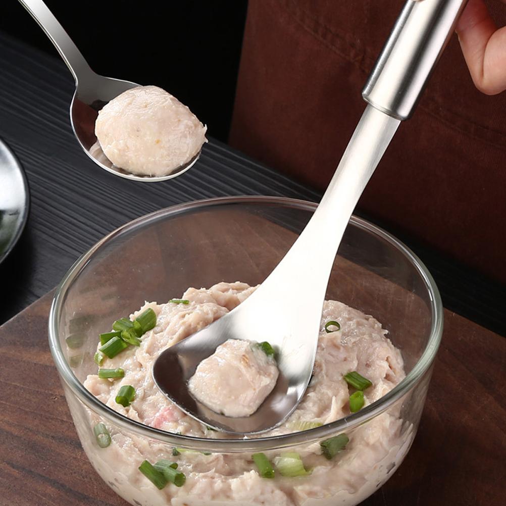 Stainless Steel Meatball Spoon Non Stick Meatball Maker with Long Curved Handle