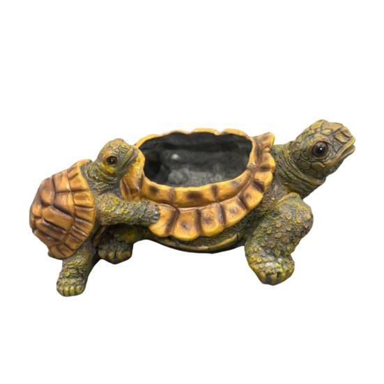 Small Turtle Planter Resin Turtle Shaped Flower Pot with Drainage Holes Cute Animal Cacti Pots for Office Home Desktop Decor