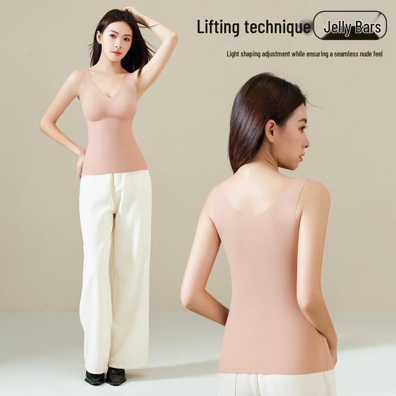 2025 Autumn/Winter Antibacterial High-Elastic V-Neck Shaping Plus-Size Warm Vest