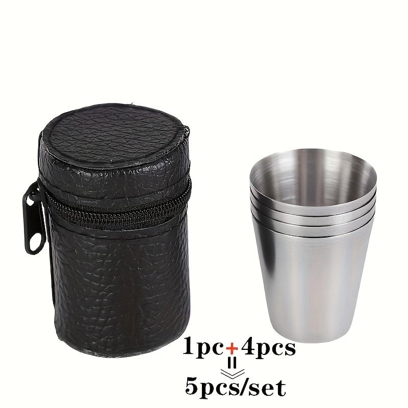 5 st/set 30 ml bärbart muggset i rostfritt stål för utomhusresor, whiskymuggar, picknick och evenemang