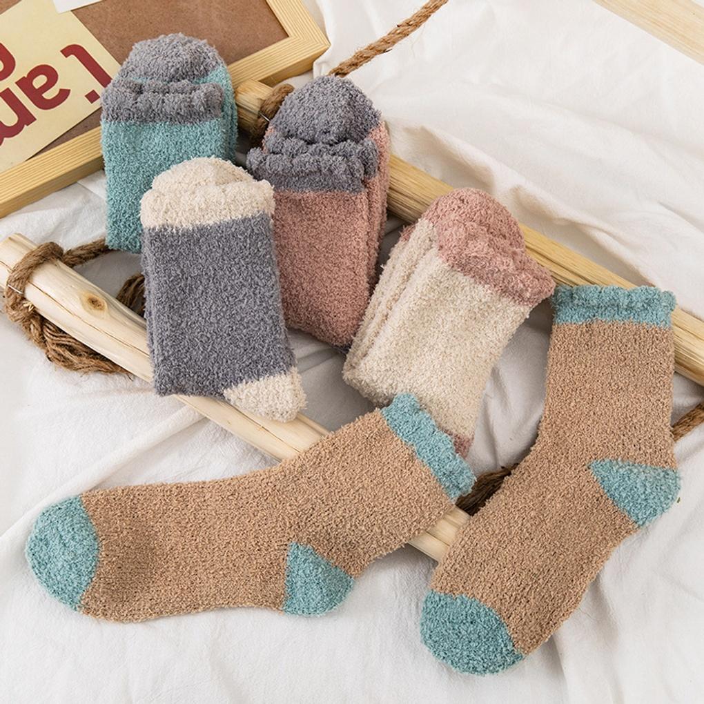 

5 пар женских современных носков для сна с цветными блоками 5 pairs (random colors)