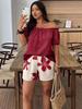 2026 European & American Cross-Border Summer Women's One-Shoulder Short Sleeve Shorts Set