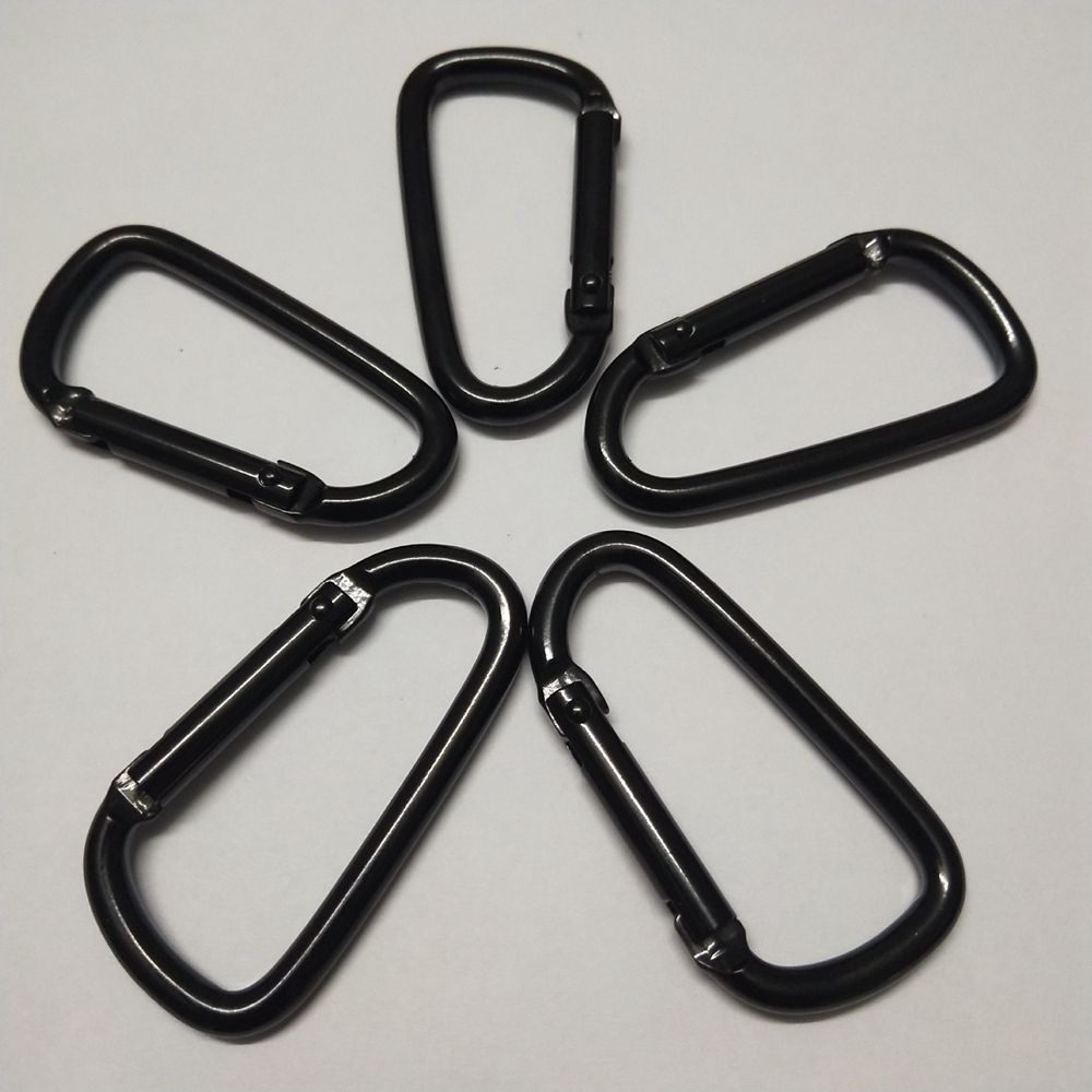 Quality Safety Equipment Black Climbing Button Alloy Carabiner Buckle Keychain Camping Hiking Hook