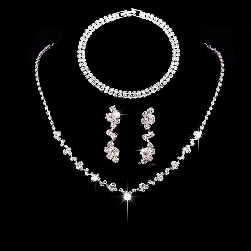 Three-piece Minimalist and Fashionable Jewelry Set. Bride's Necklace. Elegant Accessory.