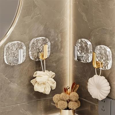 4pcs Self-adhesive Wall Hooks Acrylic Bathroom Hooks for Hanging Waterproof Adhesive Hook Towel Holder Home Accessories