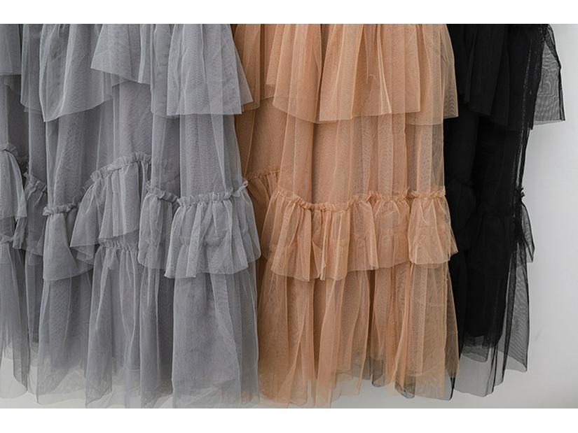 Vestido de Fada A-line em Camadas de Tule com Babados Outono/Inverno 2024 para Mulheres