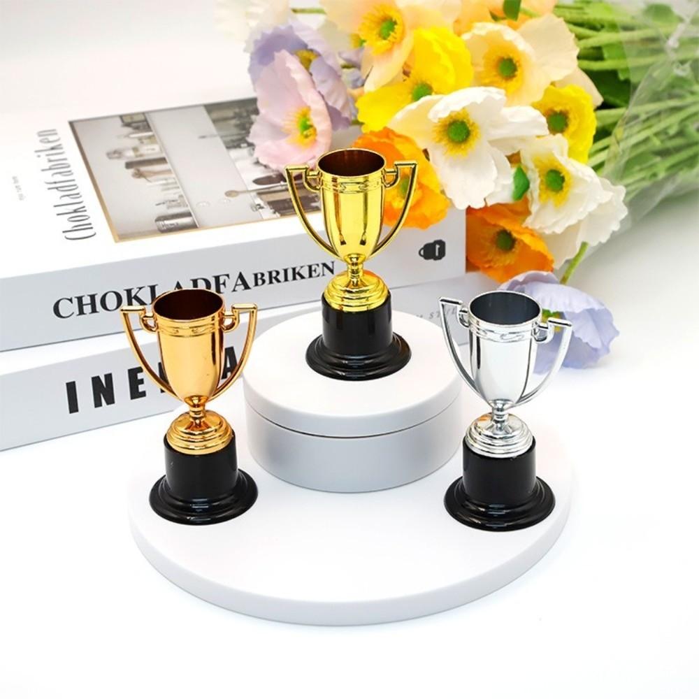 Gold Color Plastic Trophy Prizes 6Pcs Set Party Medal Set Mini Trophy Set  Easter Party Fillers