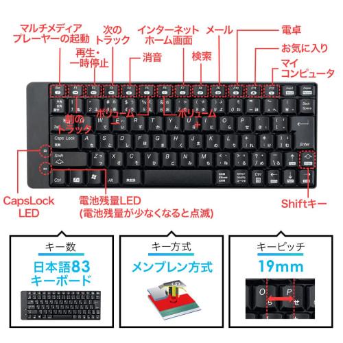 Sanwa Direct Wireless Keyboard Mouse Set Compact Tenkeyless Silent Mouse (5 Buttons) Black 400-SKB052
