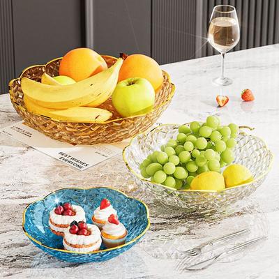 Prachtig Bloemvormig Fruitbord Diamant Transparante Dessert Saladeschaal Lichte Luxe Display Snackbord Woonkamer