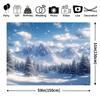 1Pcs Rustic Polyester Winter Wonderland Backdrop, Snowy Mountain and Forest Scene, Needed, Ideal for Christmas Yard  Garden Decor