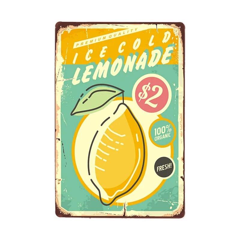 Lemonade Drink Candies Vintage Tin Signs Cafe Bar Pub Retro Wall Decor Metal Poster 20x30cm