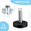 16Pcs Adjustable Furniture Feet M6 Thread Levelling Feets Set Furniture Levelers Glide Screw In Table Chair Feet Floor Protector