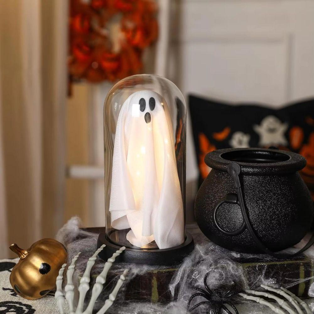 PVC Cloche Light-Up Ghosts Cute Ghost Silhouette Mood Light  Indoor Decor