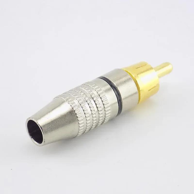 10pcs RCA Male Plug Connector Non Solder AV Audio Video Locking Cable Plug Adapter solderness for Video CCTV Camera Security