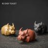 Yixing Ljurlera Tehusdjur Fingertopp Liten Ko Statyett Prydnad Handgjord Skulptur Hantverk Skrivbordsdekorationer Hem Te-set Dekoration