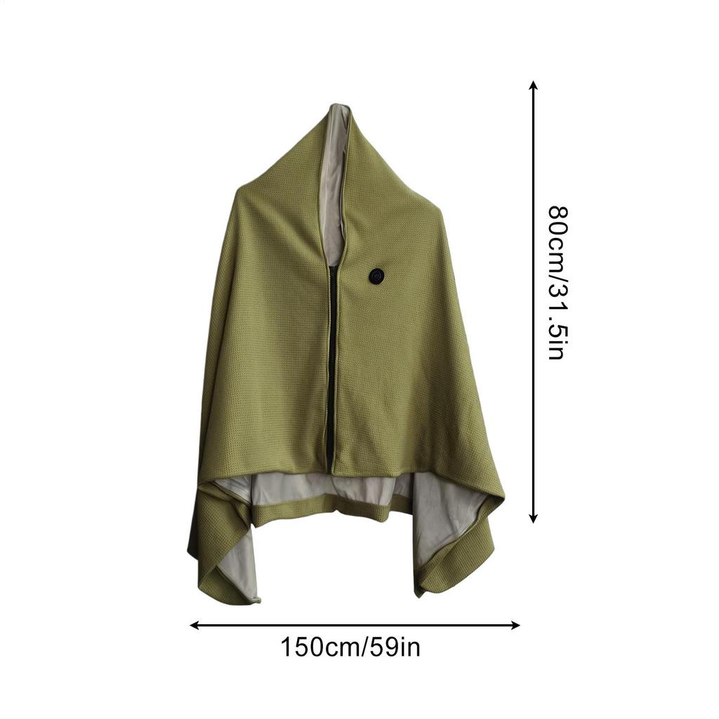 Heated Blanket Shawl 3 Levels Electric Heated Shawl With Zipper Electric Warm Blanket For Camping Office Outdoor Travel Bedroom