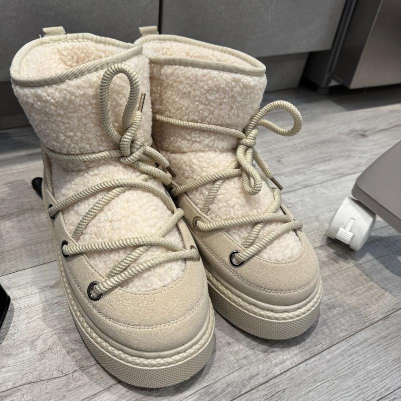Botas de Nieve de Talla Grande con Suela Gruesa y Cordones Cruzados, Nuevas Botas Cálidas para Mujer hasta Media Pantorrilla y hasta la Rodilla para Otoño e Invierno