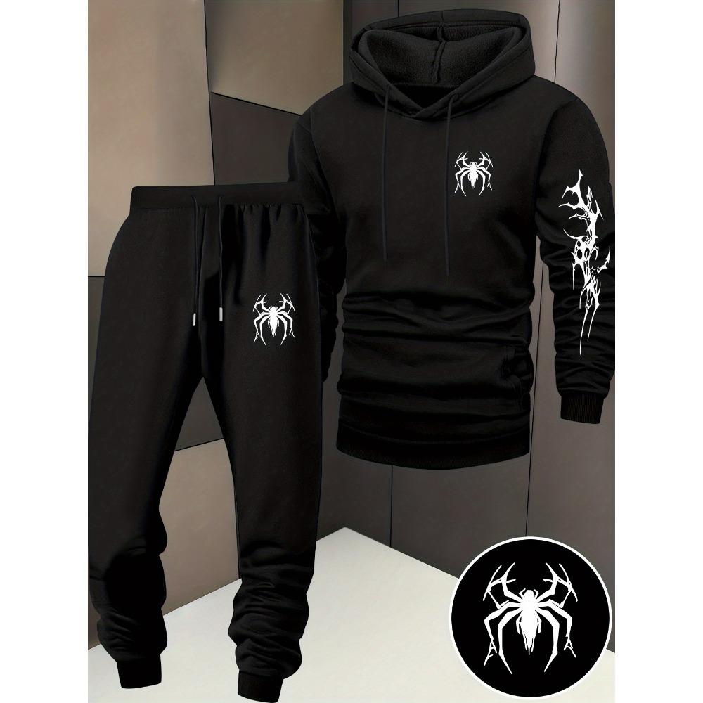 Spinnenmuster, Herren Kapuzenpullover mit langen Ärmeln Zweiteiliges Set, Lässiger Hoodie, Essentiell für Minimalistische Streetwear-Trends
