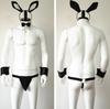 Mens Bunny Costume Maid Cosplay Underwear Set Men Rabbit Party Role Play Uniform Thong Bunny Ears Headband Collar Sex Lingerie