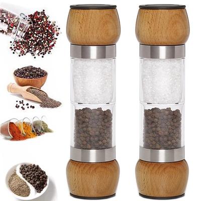 2-in-1 Salz-Pfeffermühle Holz Doppelmühle, Grobsalz-Mühle, Kapazität 100ml * 2, Salz- und Pfeffer-Gewürzstreuer-Mühlen